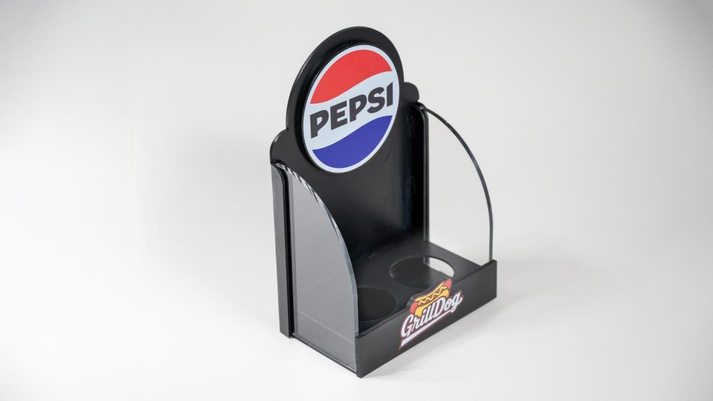 POS дисплей с отвори за кенчета изработен за Pepsi, изработен от J Point